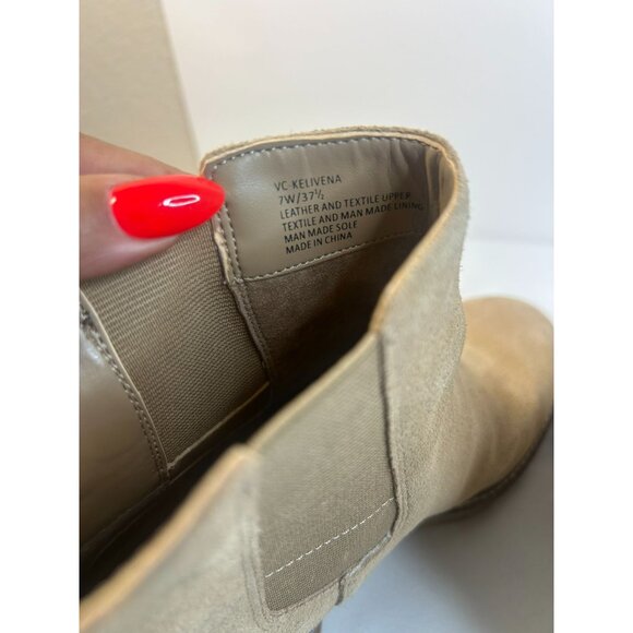 Vince Camuto Kelivena Suede Chelsea Boots Taupe Womens 9W Chunky Lug Sole Block - Picture 13 of 14